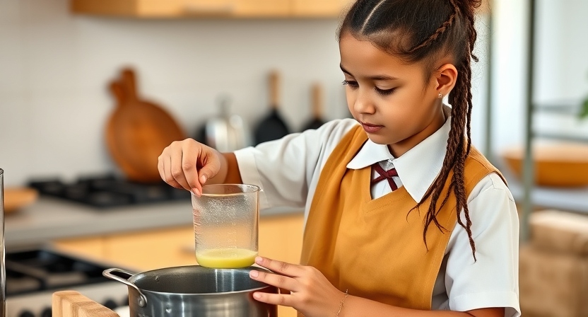 student in cooking class